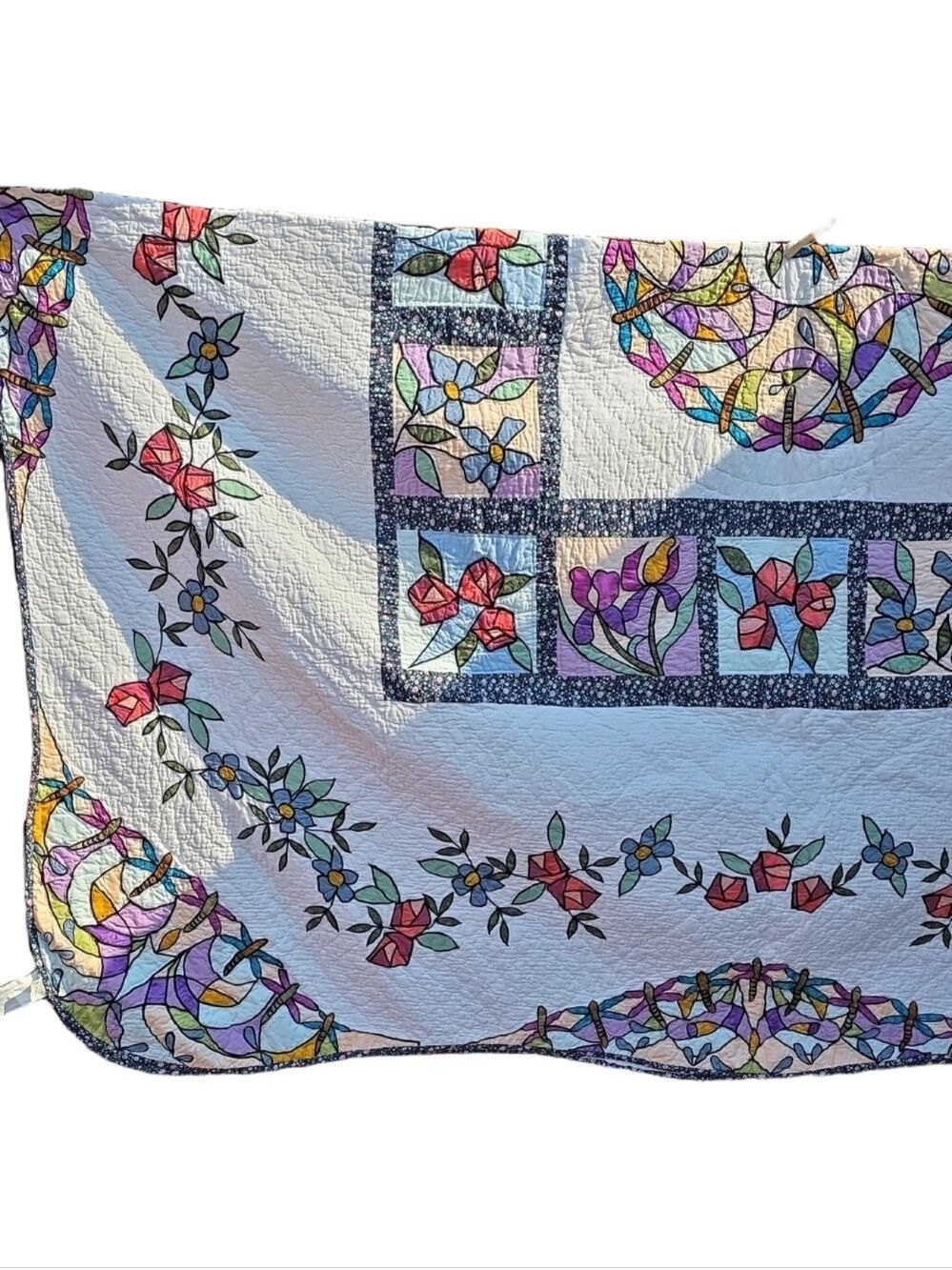 Vtg Legacy Home Limited Edition Quilt King Tiffany Dragonfly 105" X 95"